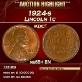 1924-s Lincoln Cent 1c ms65+ BN SEGS