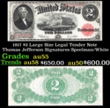 1917 $2 Large Size Legal Tender Note Thomas Jefferson Grades Choice AU Signatures Speelman/White