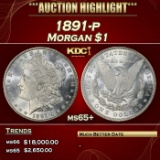 1891-p Morgan Dollar $1 ms65+ SEGS