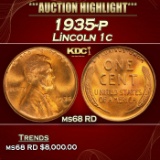 1935-p Lincoln Cent 1c ms68 RD SEGS