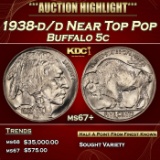1938-d/d Buffalo Nickel Near Top Pop 5c ms67+ SEGS