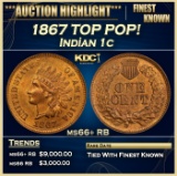 1867 Indian Cent TOP POP! 1c ms66+ RB SEGS