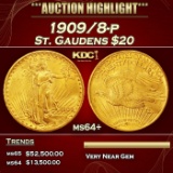 1909/8-p Gold St. Gaudens Double Eagle $20 ms64+ SEGS