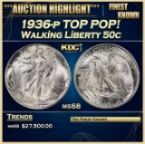 1936-p Walking Liberty Half Dollar TOP POP! 50c ms68 SEGS