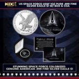 US Space Force USSF 1oz Pure .999 Fine Silver Eagle $1 w/ Box & COA Grades Other Toy