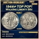 1944-p Walking Liberty Half Dollar TOP POP! 50c ms68 SEGS