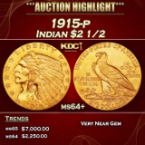 1915-p Gold Indian Quarter Eagle $2 1/2 ms64+ SEGS