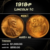1918-p Lincoln Cent 1c Grades ms65+ rd