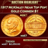 1917 McKinley Gold Commem Dollar Near Top Pop! 1 ms67 SEGS