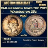 1941-s Washington Quarter Rainbow Toned TOP POP! 25c ms68 SEGS