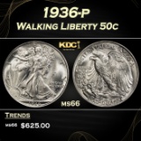 1936-p Walking Liberty Half Dollar 50c Grades GEM+ Unc