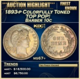 1893-p Barber Dime Colorfully Toned TOP POP! 10c ms67+ SEGS