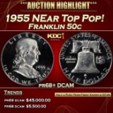 1955 Proof Franklin Half Dollar NEar Top Pop! 50c pr68+ DCAM SEGS