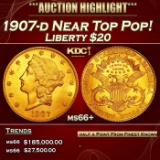 1907-d Gold Liberty Double Eagle Near Top Pop! $20 ms66+ SEGS