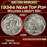1934-s Walking Liberty Half Dollar Near Top Pop 50c ms66 SEGS