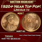 1920-p Lincoln Cent Near Top Pop! 1c ms67 rd SEGS