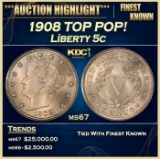 1908 Liberty Nickel TOP POP! 5c ms67 SEGS