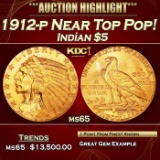 1912-p Gold Indian Half Eagle Near Top Pop! $5 ms65 USCG