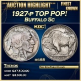 1927-p Buffalo Nickel TOP POP! 5c ms68 SEGS