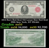 1914 $10 Large Size Red Seal FRN Rare Red Seal New York, NY Grades Select AU FR-893