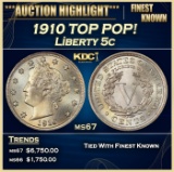 1910 Liberty Nickel TOP POP! 5c ms67 SEGS
