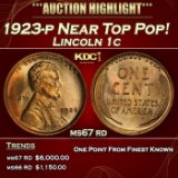 1923-p Lincoln Cent Near Top Pop! 1c ms67 rd SEGS