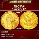 1907-p Gold Liberty Half Eagle $5 ms66+ SEGS