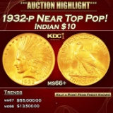 1932-p Gold Indian Eagle Near Top Pop! $10 ms66+ SEGS