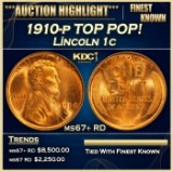 1910-p Lincoln Cent TOP POP! 1c ms67+ RD SEGS
