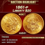 1861-p Gold Liberty Double Eagle $20 ms64+ SEGS