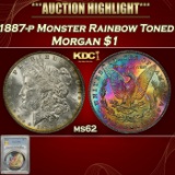 PCGS 1887-p Morgan Dollar Monster Rainbow Toned $1 ms62 PCGS