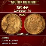 1914-p Lincoln Cent 1c ms65+ rd SEGS