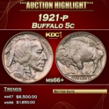 1921-p Buffalo Nickel 5c ms66+ SEGS