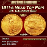 1911-s Gold St. Gaudens Double Eagle Near Top Pop! $20 ms66+ SEGS