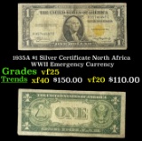 1935A $1 Silver Certificate North Africa WWII Emergency Currency Grades vf+