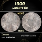 1909 Liberty Nickel 5c Grades ms65