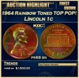 1964 Proof Lincoln Cent Rainbow Toned TOP POP! 1c pr68 bn SEGS