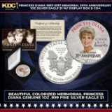 Princess Diana 1997-2017 Memorial 20th Anniversary 1oz Silver Eagle $1 w/ Display Box & COA Grades O