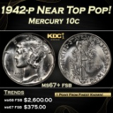 1942-p Mercury Dime Near Top Pop! 10c ms67+ fsb SEGS