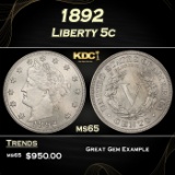1892 Liberty Nickel 5c Grades ms65