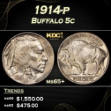 1914-p Buffalo Nickel 5c Grades ms65+