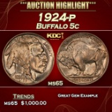 1924-p Buffalo Nickel 5c ms65 SEGS