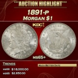 1891-p Morgan Dollar $1 ms65+ SEGS
