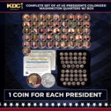 Complete Set of 47 US Presidents Colorized Washington Quarters w/ BOX Grades Other Toy