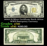 1934A $5 Silver Certificate North Africa WWII Emergency Currency Grades xf