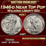 1946-d Walking Liberty Half Dollar Near Top Pop 50c ms67 SEGS