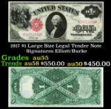 1917 $1 Large Size Legal Tender Note Grades Choice AU Signatures Elliott/Burke