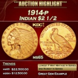 1914-p Gold Indian Quarter Eagle $2 1/2 ms65 SEGS