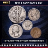 1941 5 Coin Date Set, 1 Of Each Type Of Coin Minted in 1941