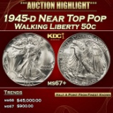 1945-d Walking Liberty Half Dollar Near Top Pop 50c ms67+ SEGS